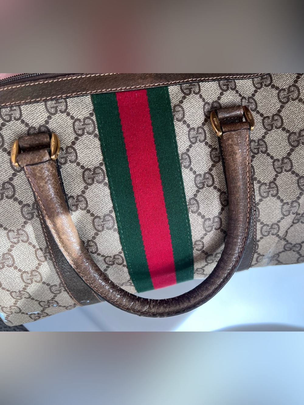 GUCCI vintage satchel doctor bag Monogram GG print purse authentic 1977-1980 - Picture 16 of 16